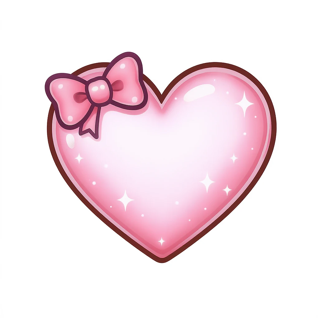 cute and shiny heart emoji with a bow accent, no background emoji