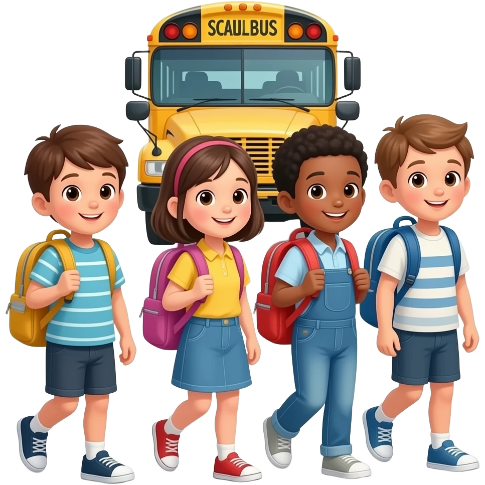 kids with backpacks going to school emoji