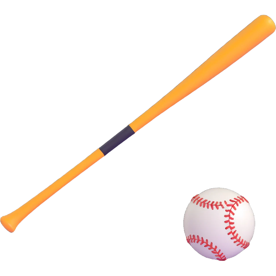 baseball bat with a baseball next to it emoji