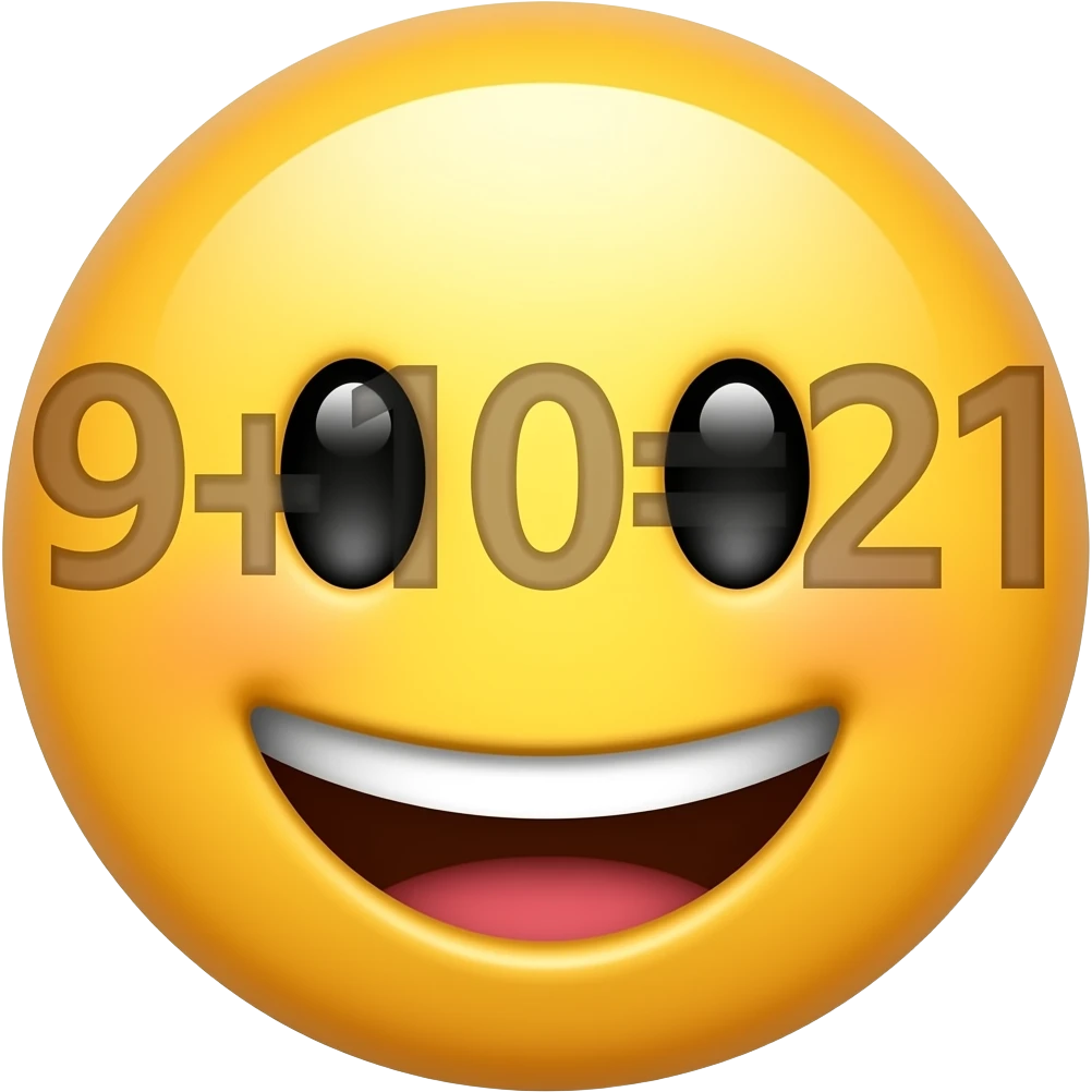 make a emoji that says 9+10= 21 emoji