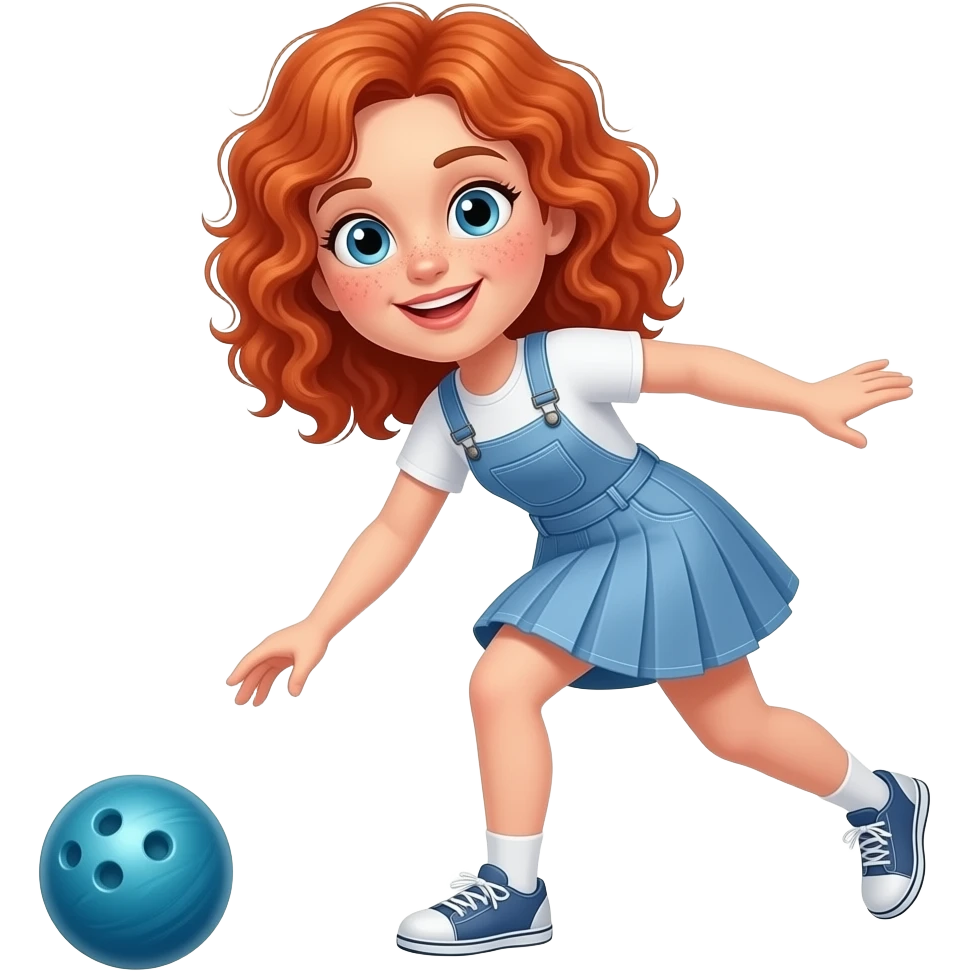 Fille rousse bouclés tâches de rousseur Bowling emoji