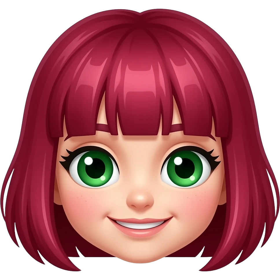 A chibi girl with ruby red hair. Green eyes. You can do it!. emoji