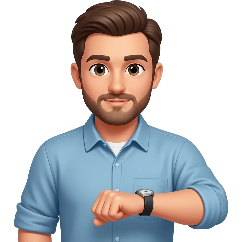 Waiting and looking at watch for his girlfriend reply emoji