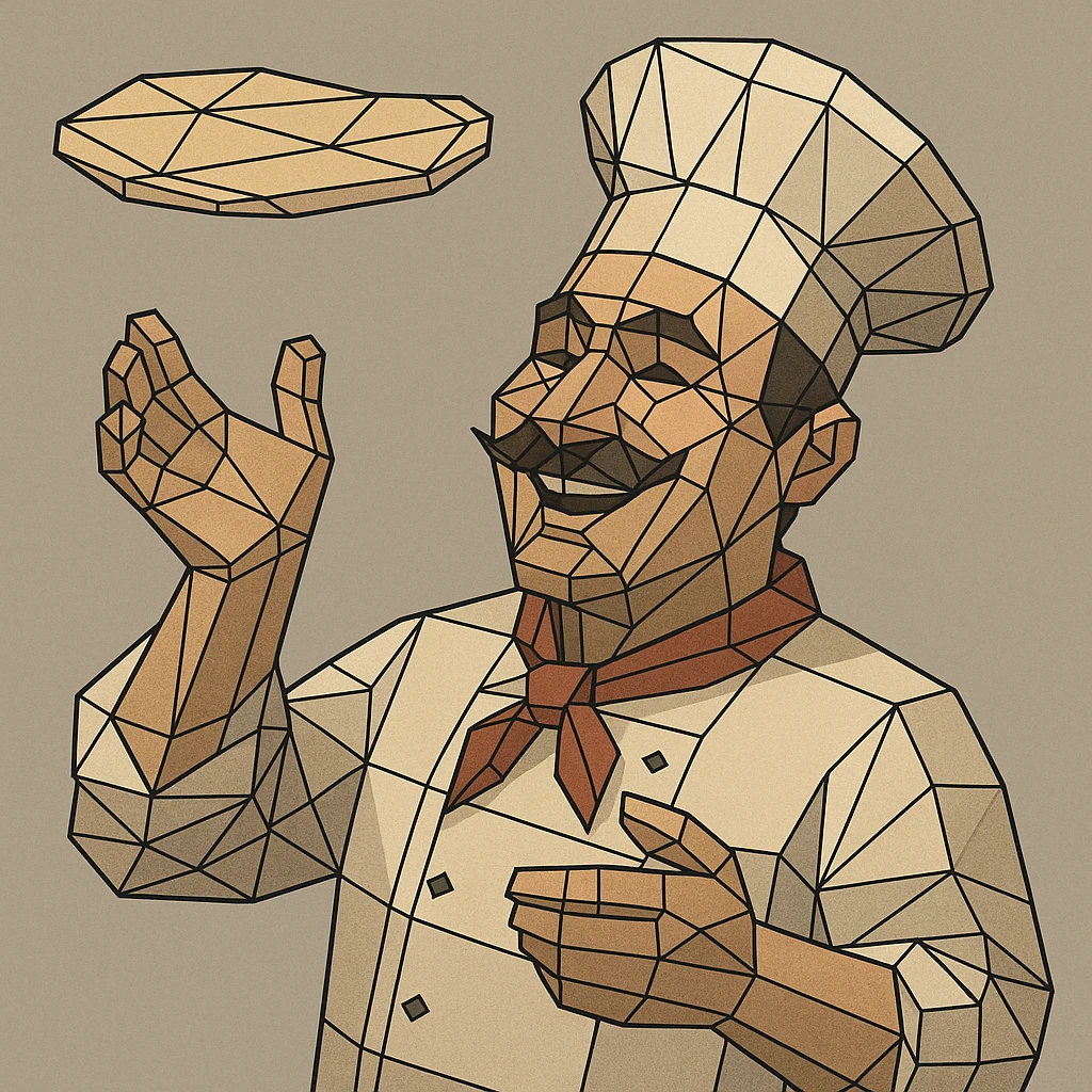 smiling Italian chef spinning pizza dough emoji
