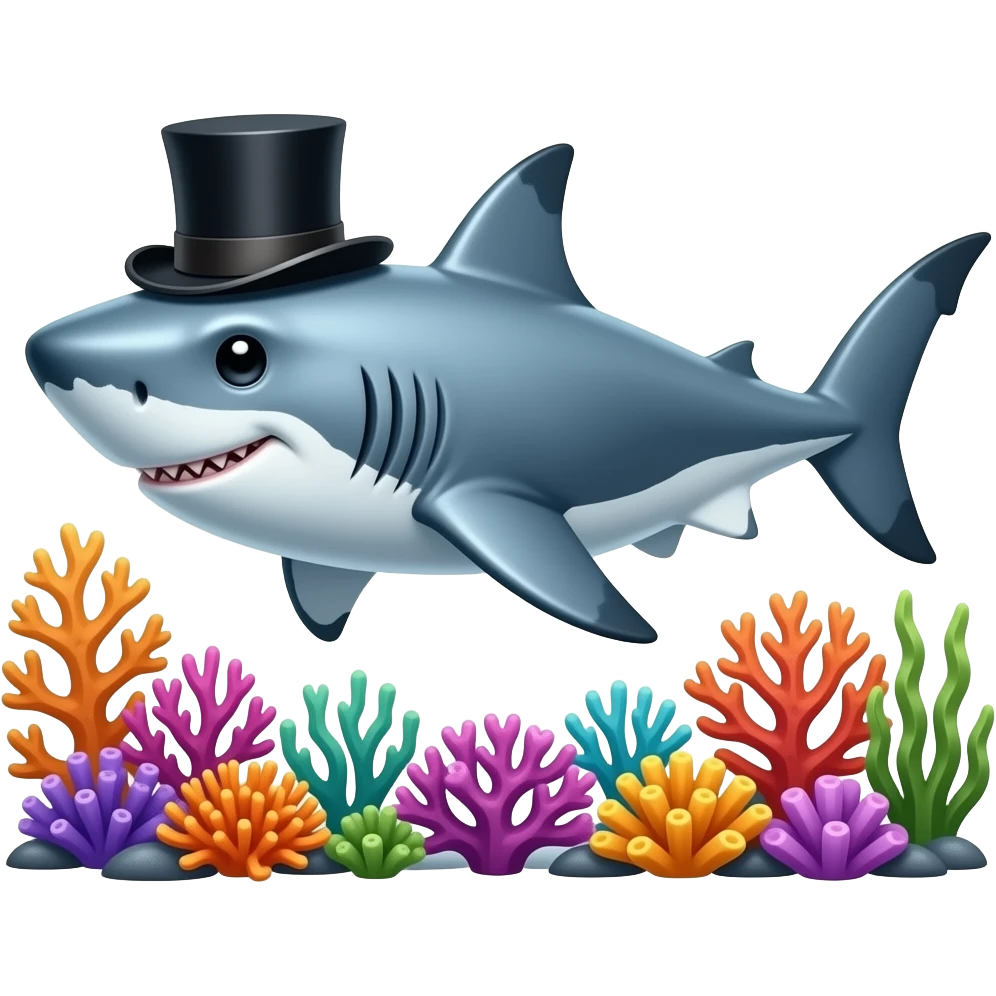 Shark with a top hat emoji