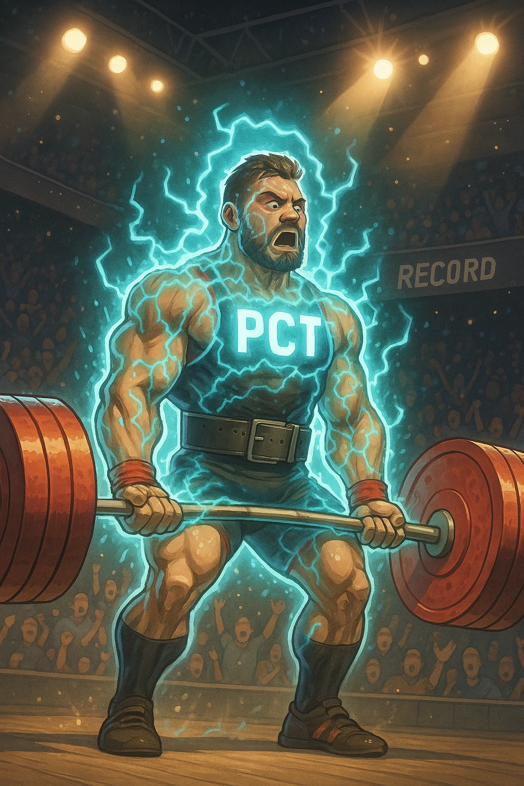 Powerlifter in gara che fa record grazie alla sua "PCT" emoji
