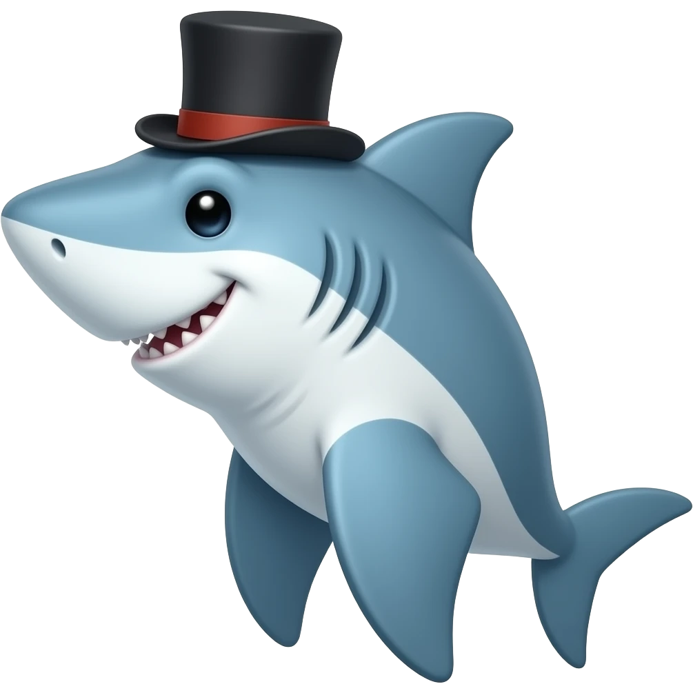 Shark with a top hat emoji