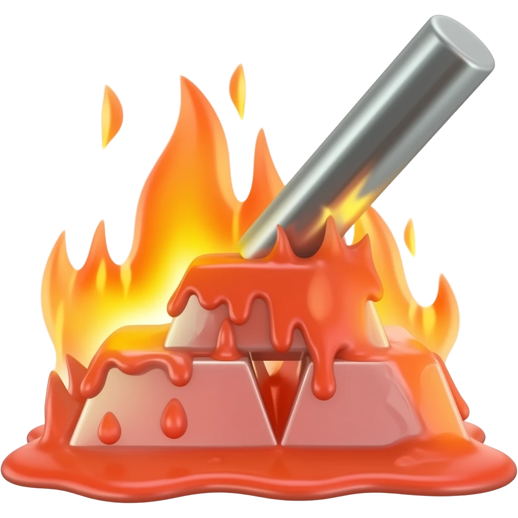 Simple red hot melting metal bar and rod emoji