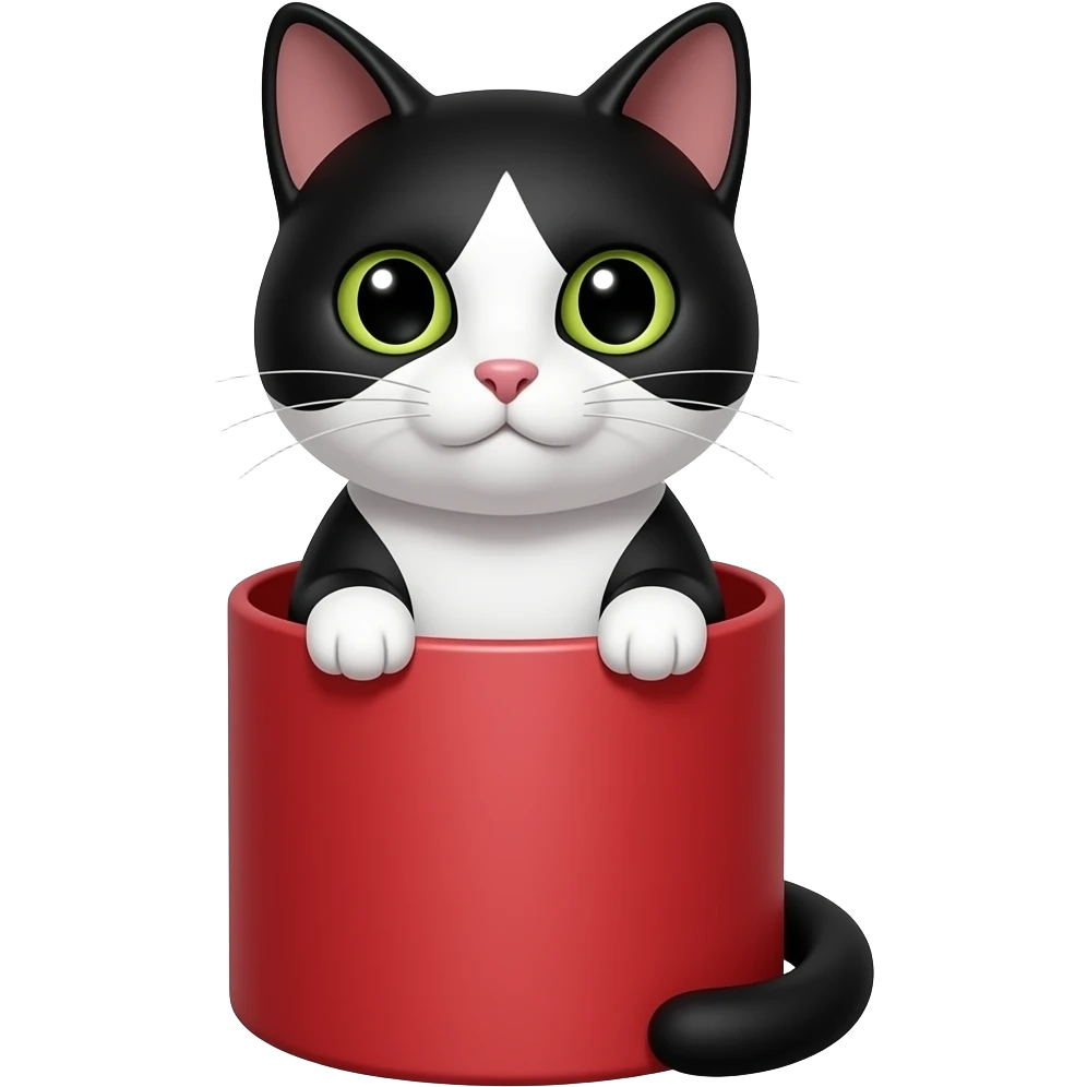 black and white cat in a red cylinder emoji
