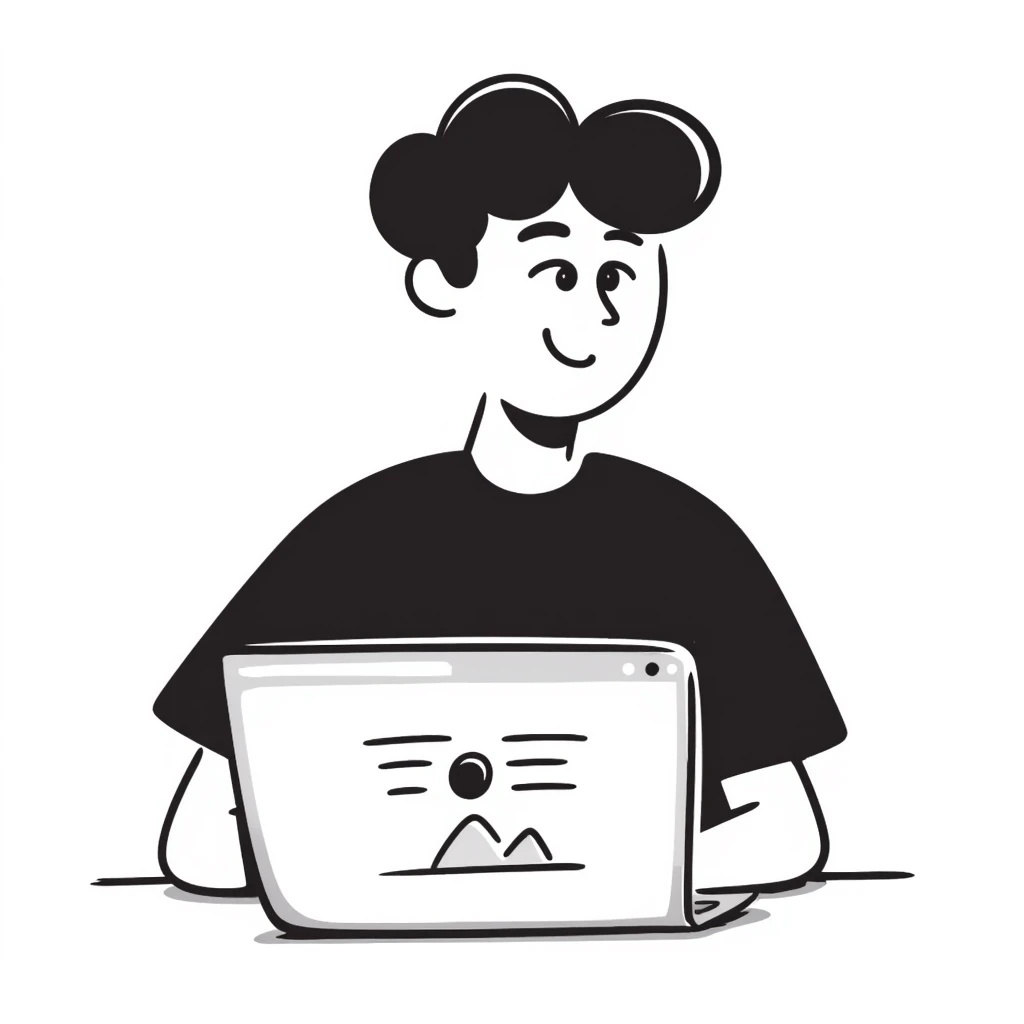 college student smiling in front of his laptop emoji