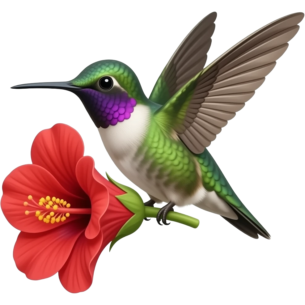 humming bird with red flower emoji