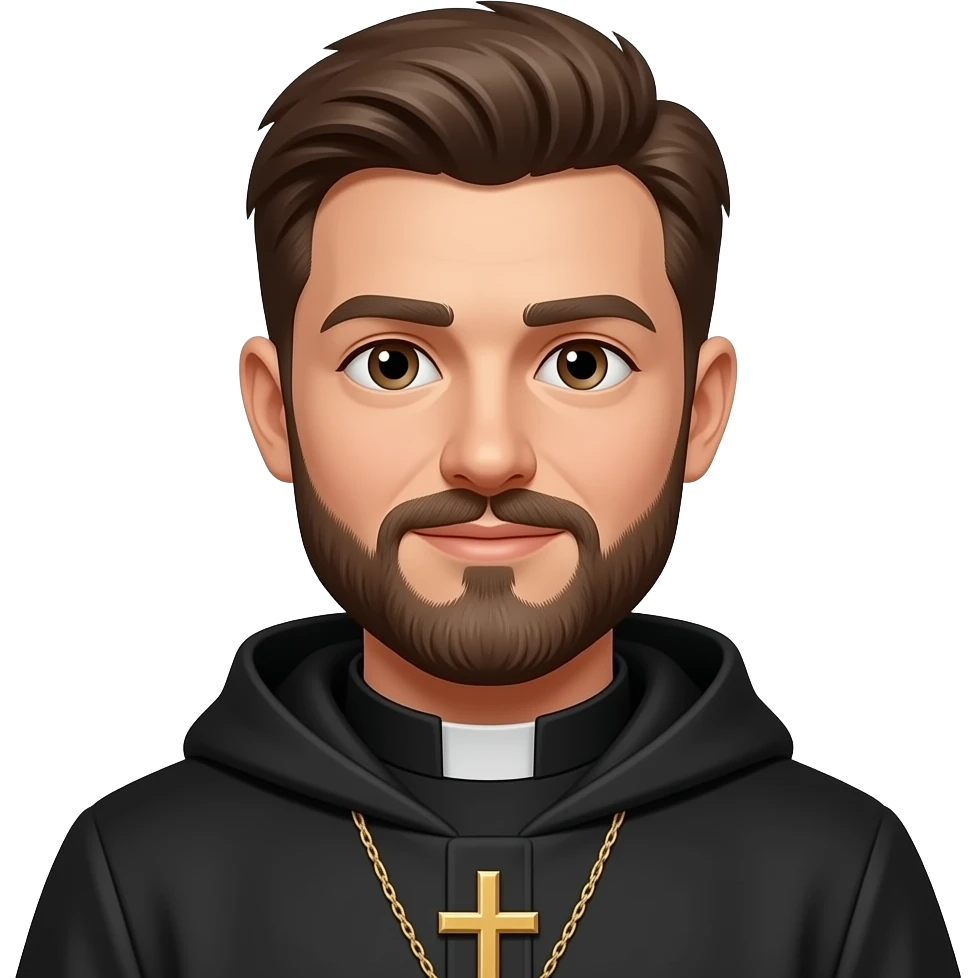 young man with beard and mostache priest emoji
