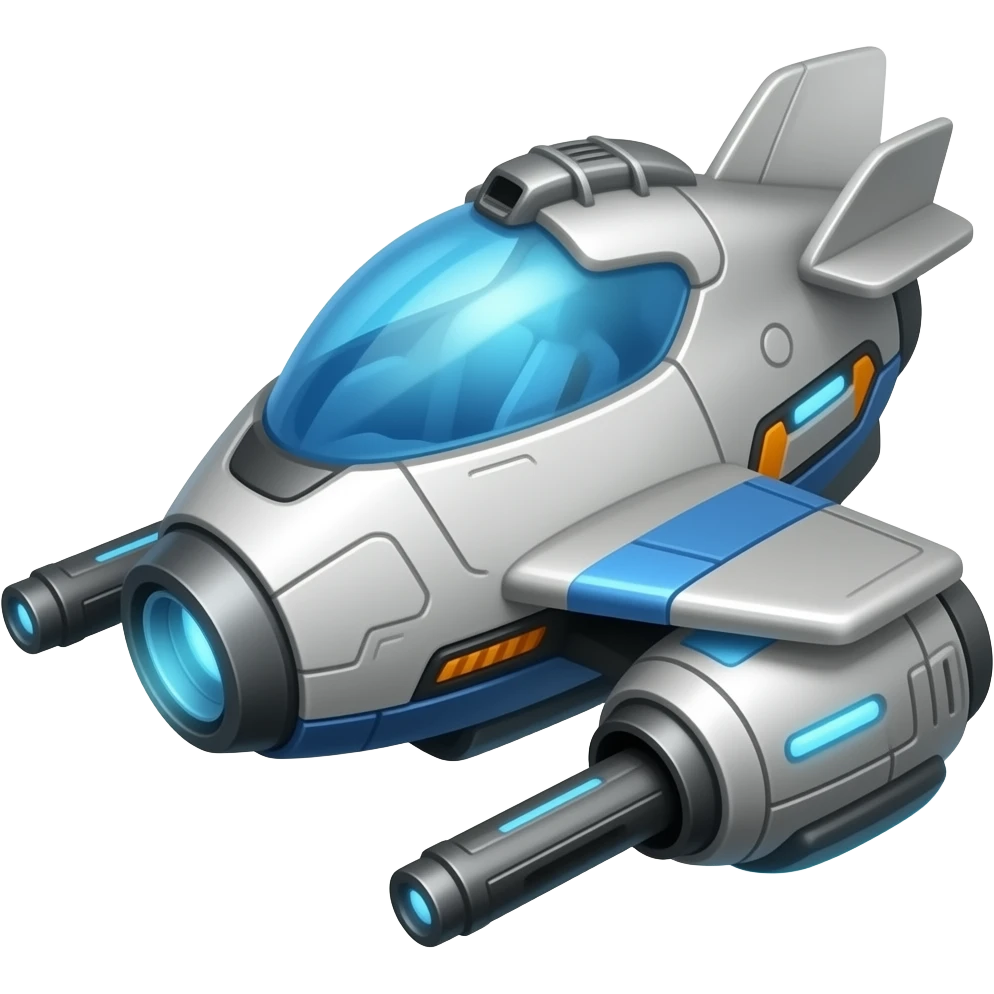 Sleak scifi hover plane with weapons emoji