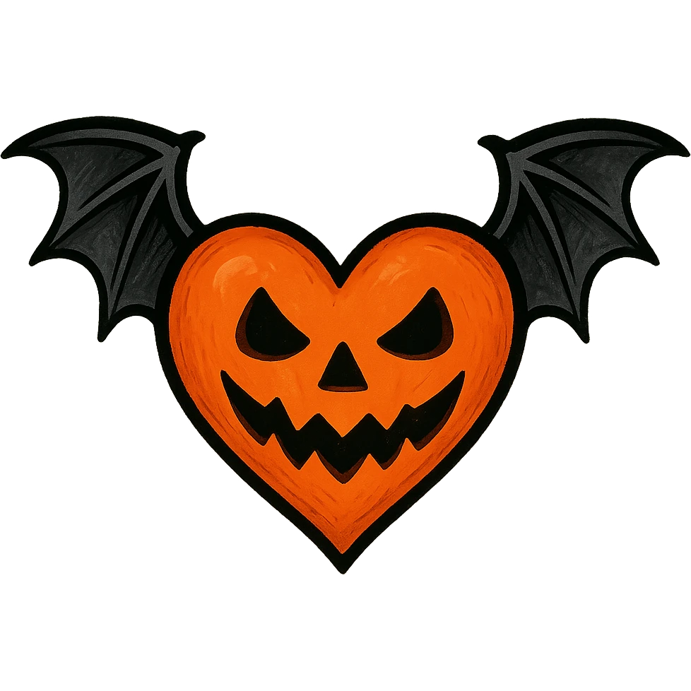 halloween heart with wings,no background emoji