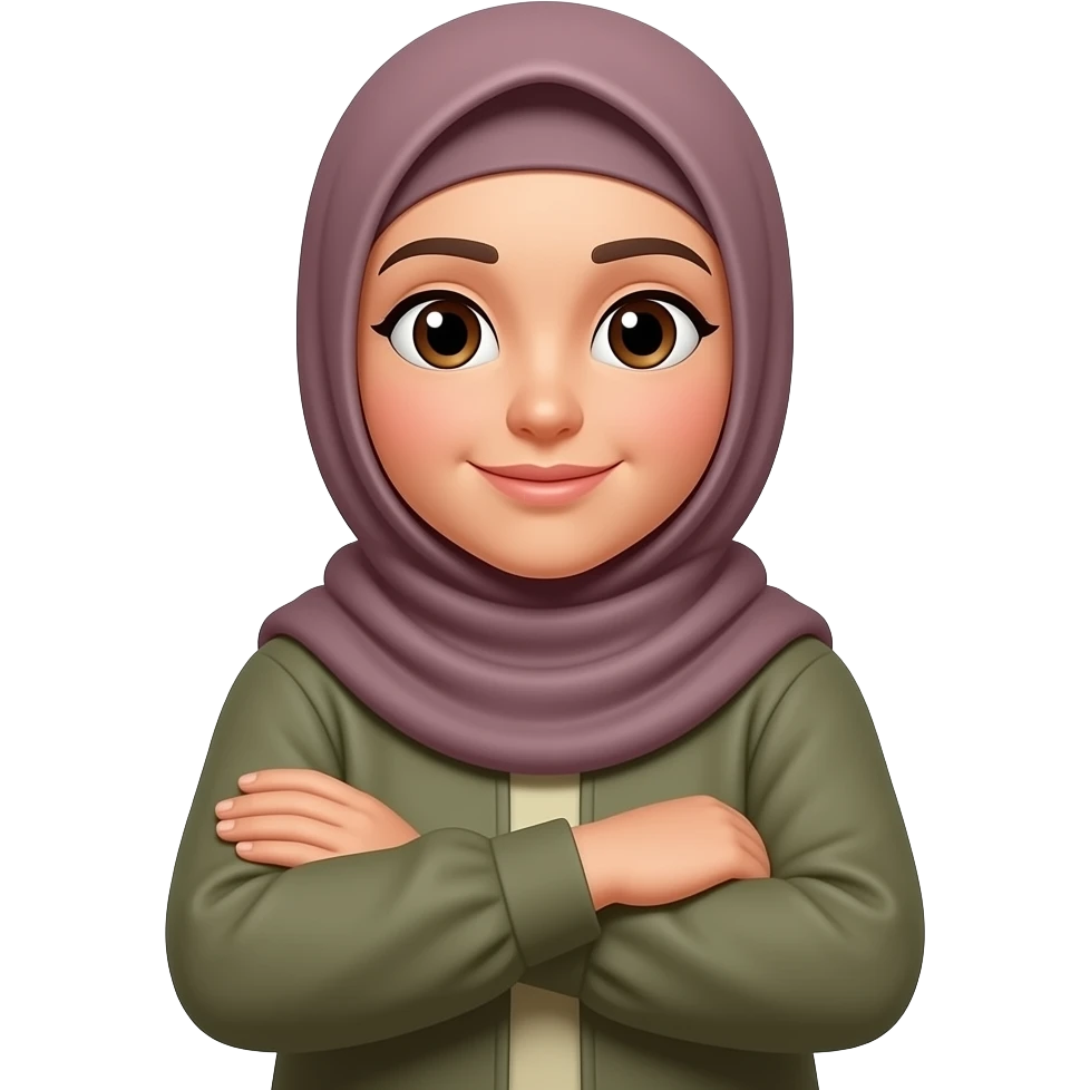 Hijabi woman + holding both her arms to her chest Alhamdulillah emoji