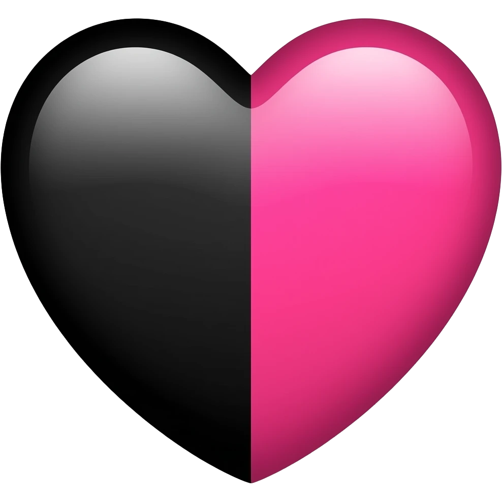 1 hart whit 2 collors: black and pinki emoji