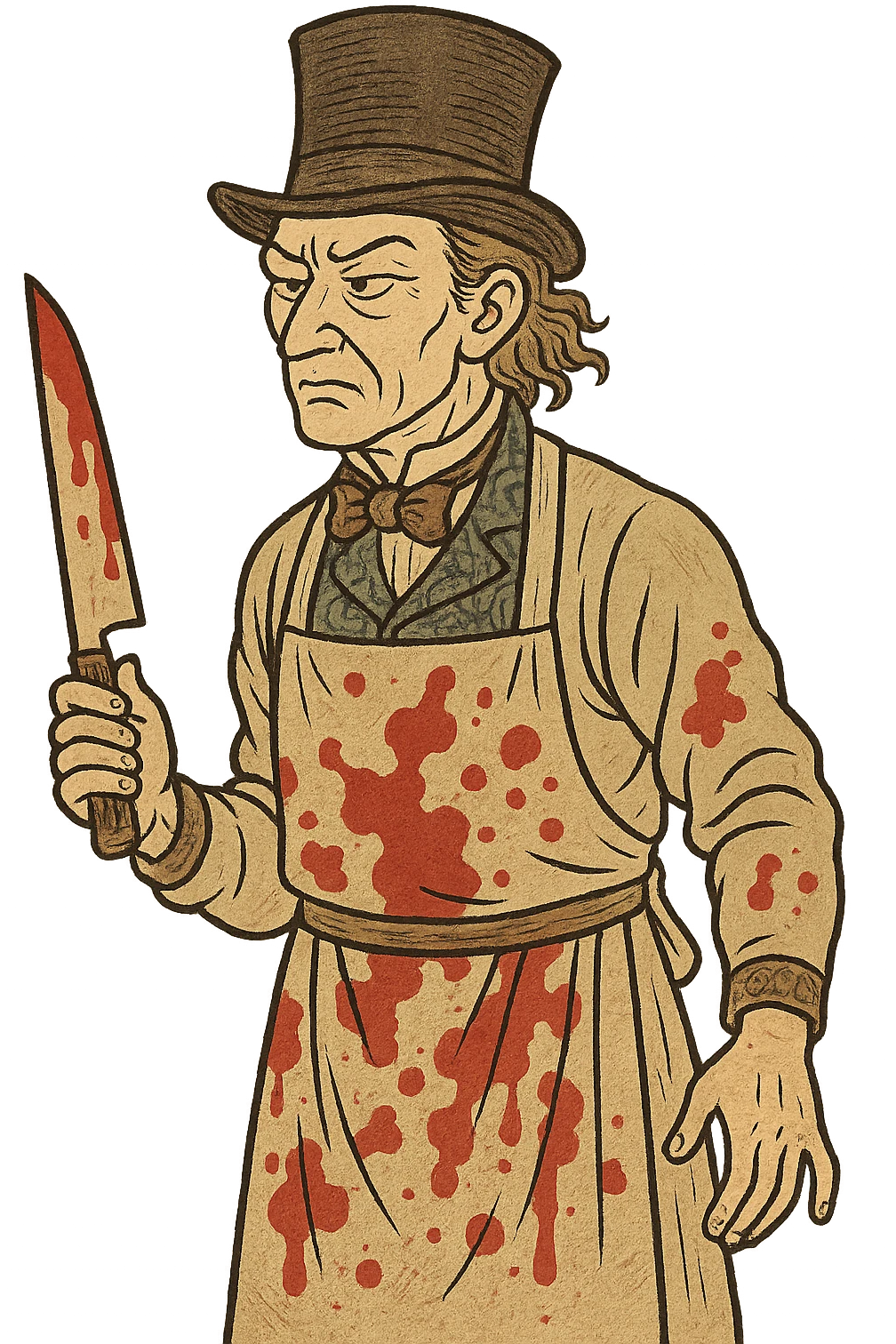A victorian surgeon with a knife and bloody clothing emoji
