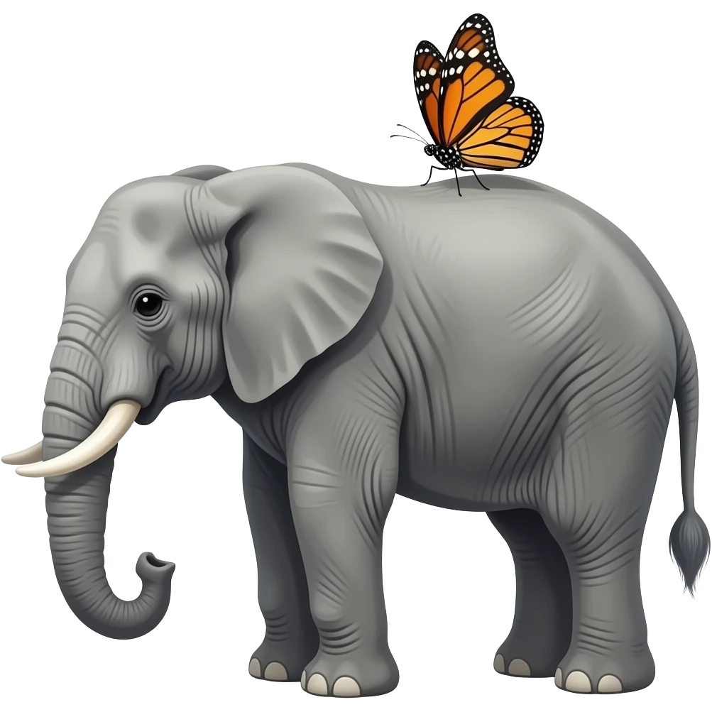elephant & butterfly at the back emoji