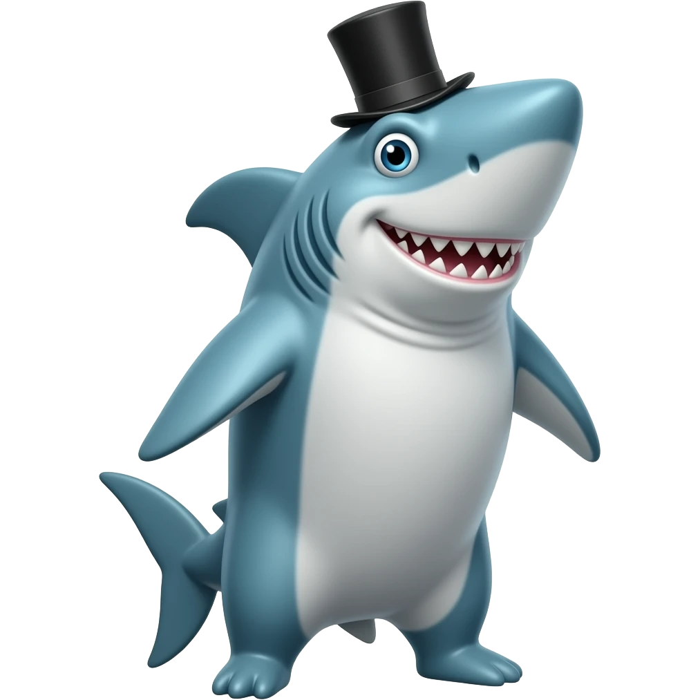 Shark with a top hat emoji