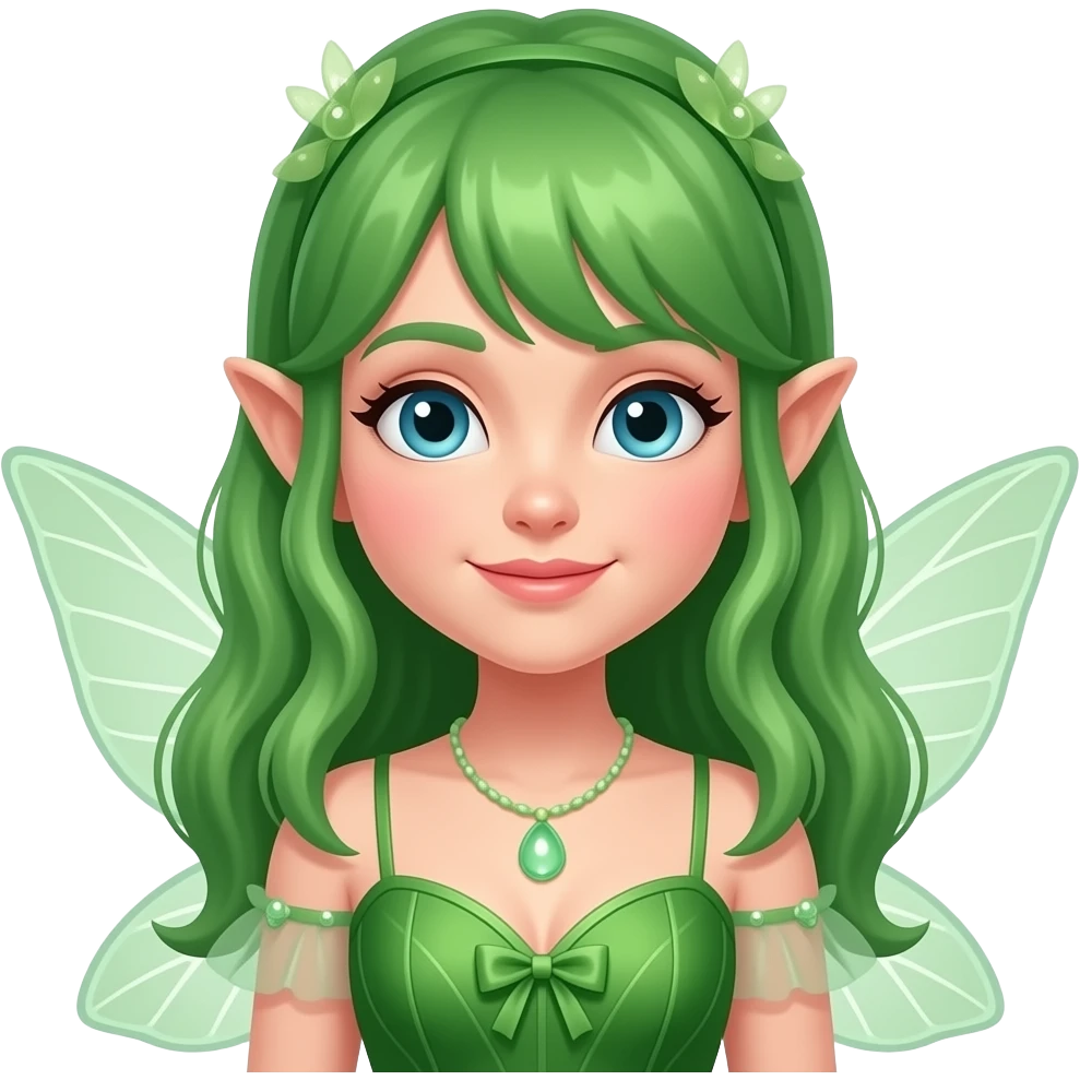 Women avatar’s for kids girl green hair dress fairy kids emoji
