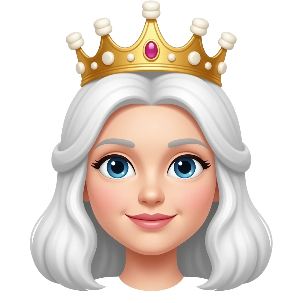White, the Queen in the crown marshmallow! emoji