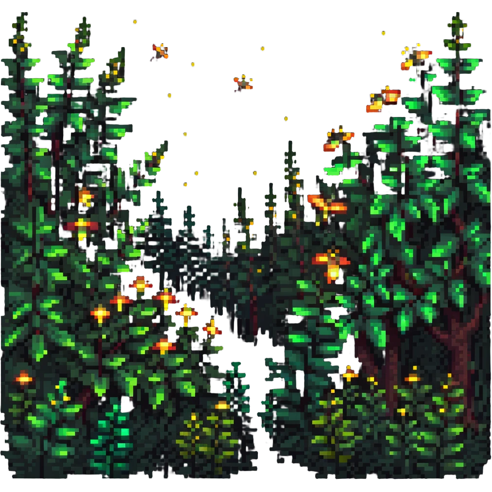 fireflies glowing around bushes at night emoji