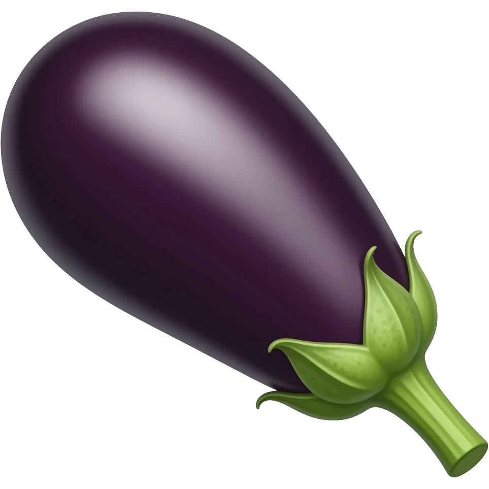 one eggplant with stalk pointing downwards to the right emoji