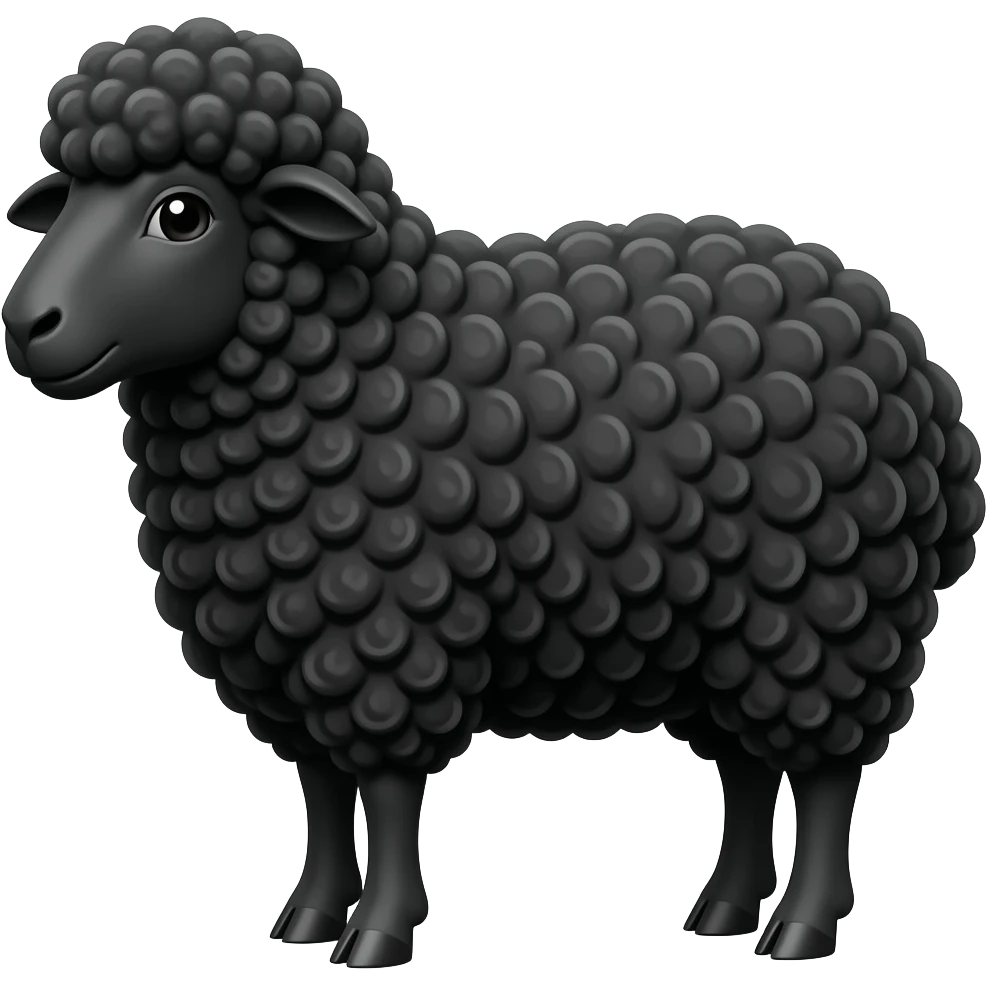 Oveja negra  de lana negracontenta emoji