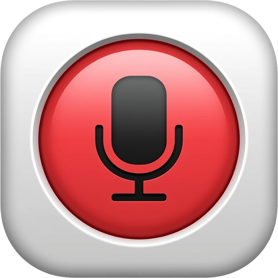 mac style recording icon with red big button and mic icon on it emoji
