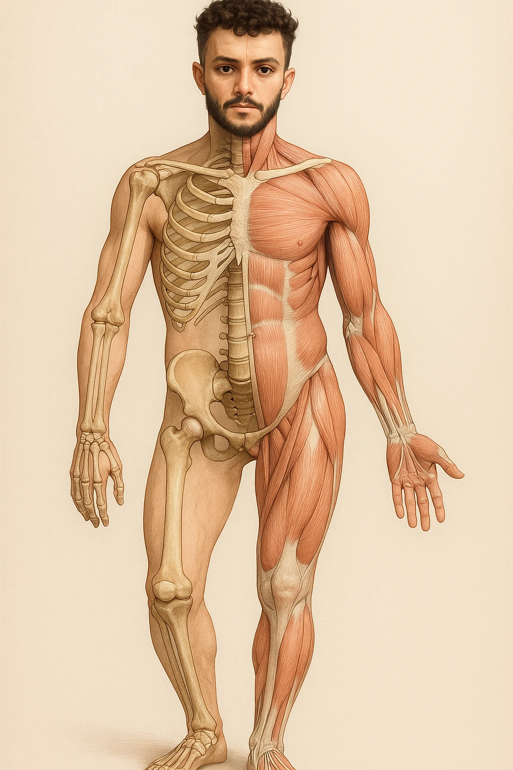 Uomo con problemi di asimmetrie e bacino inclinato, visione anatomica senza scritte emoji