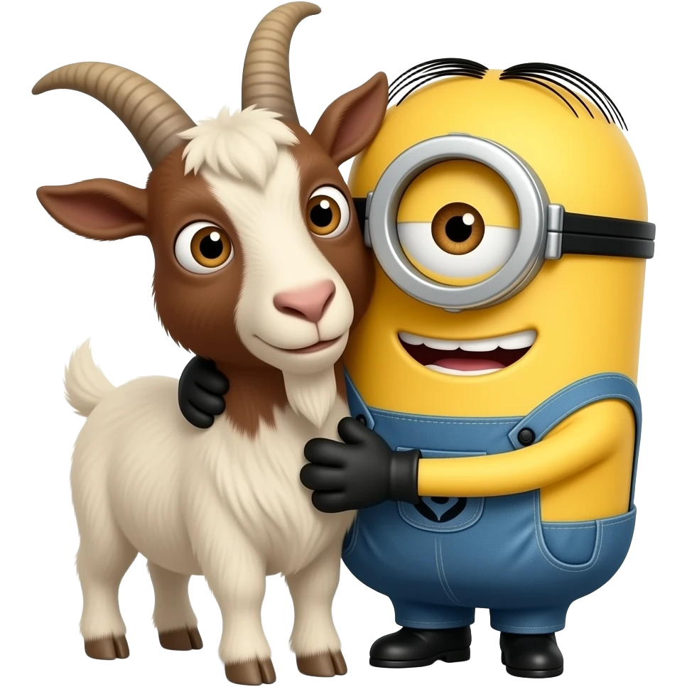 Minion hugging a goat emoji