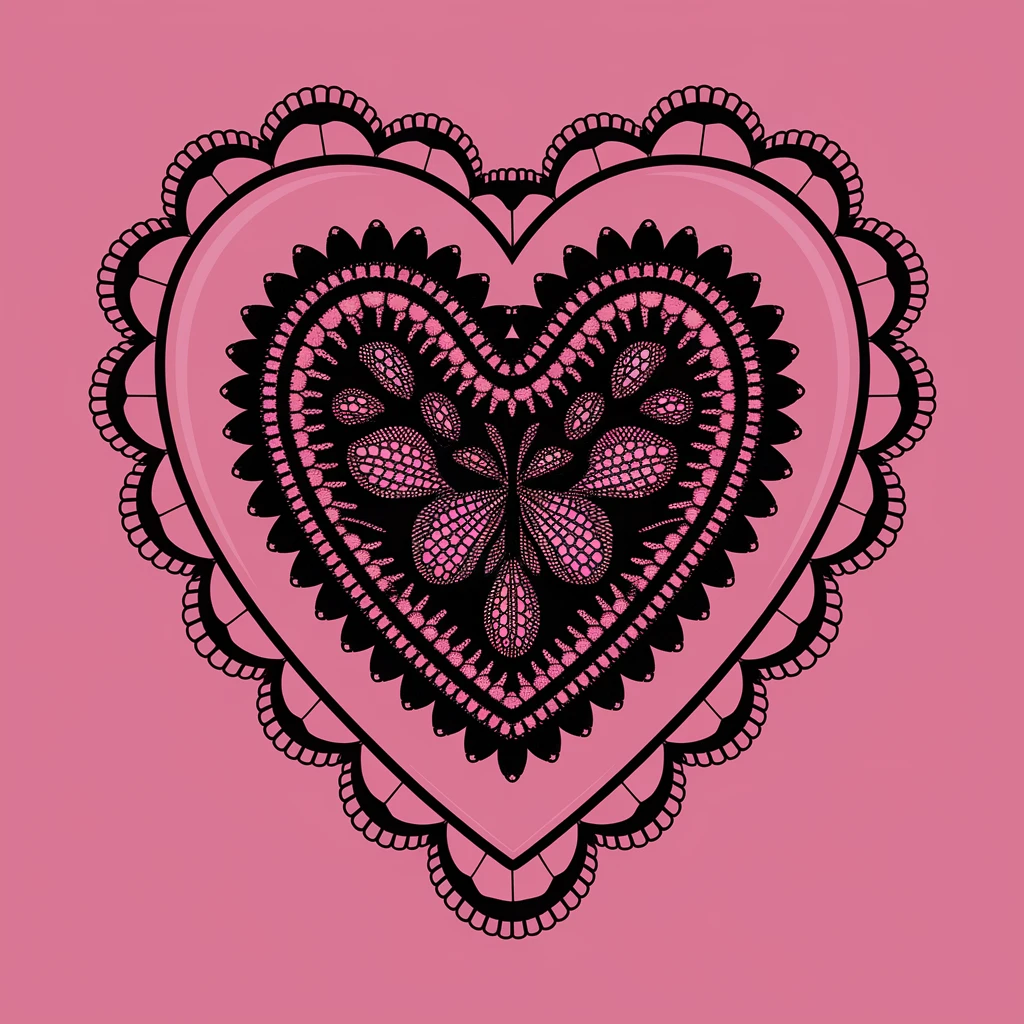 gothic heart with a black lace cameo emoji