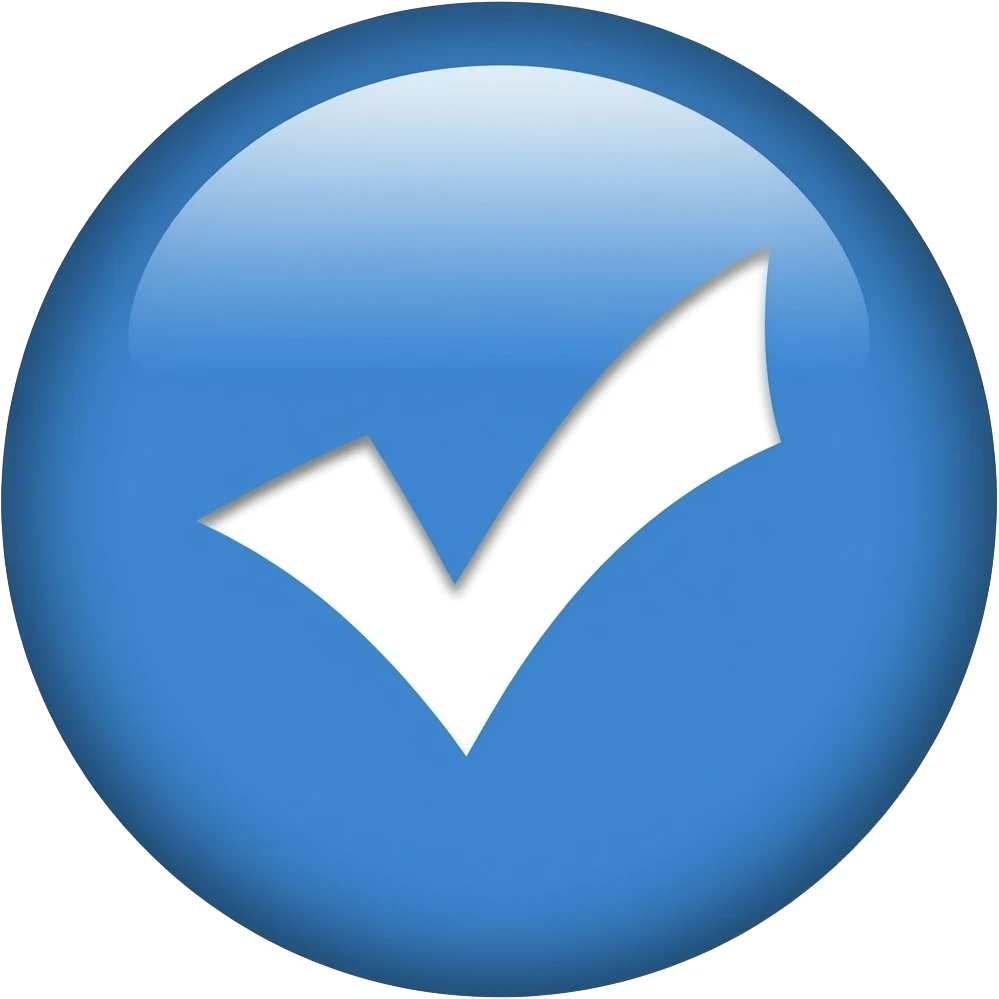 круглый маленький и синий бейдж галочки emoji