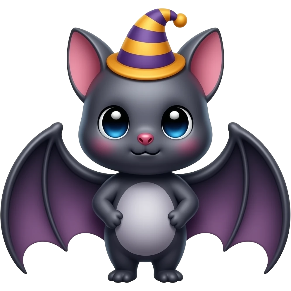 cute shy bat with hat emoji