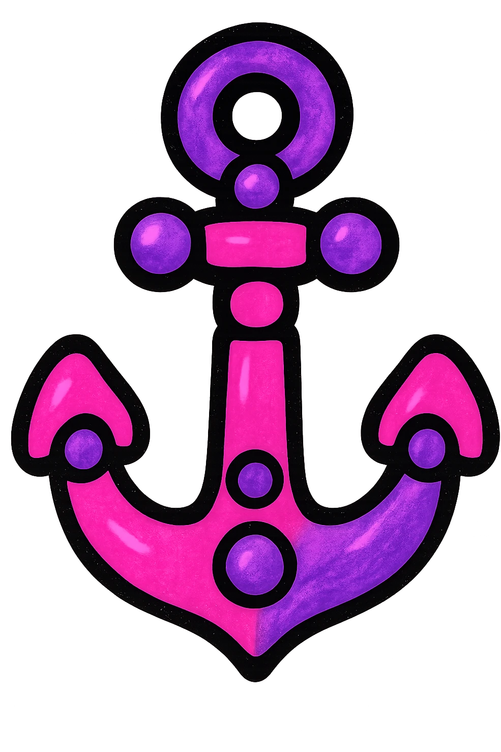 an anchor made out of pink and purple bubbles, playful and soft emoji