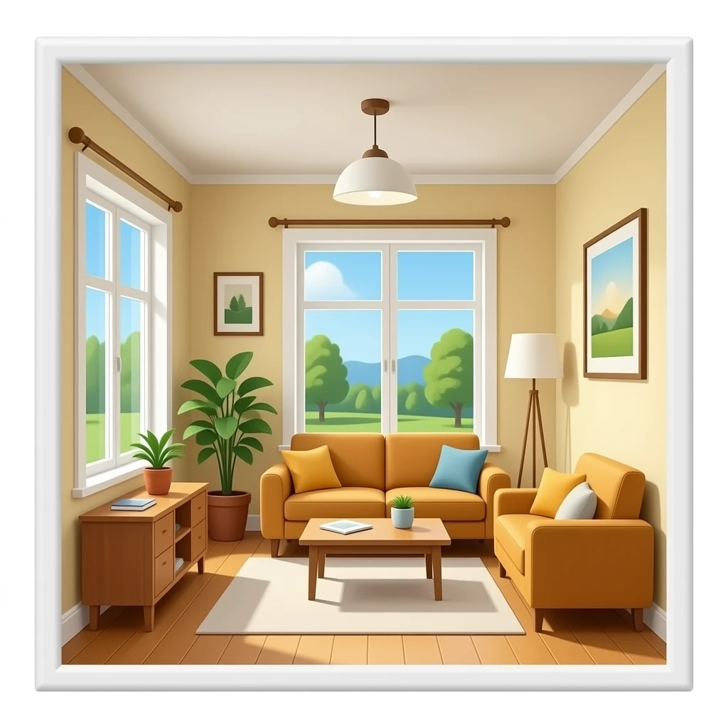 una casa por dentro con muebles emoji