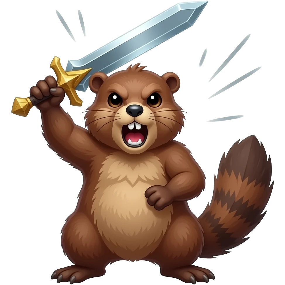 бобр в мире фентази поднимает меч в ярости emoji