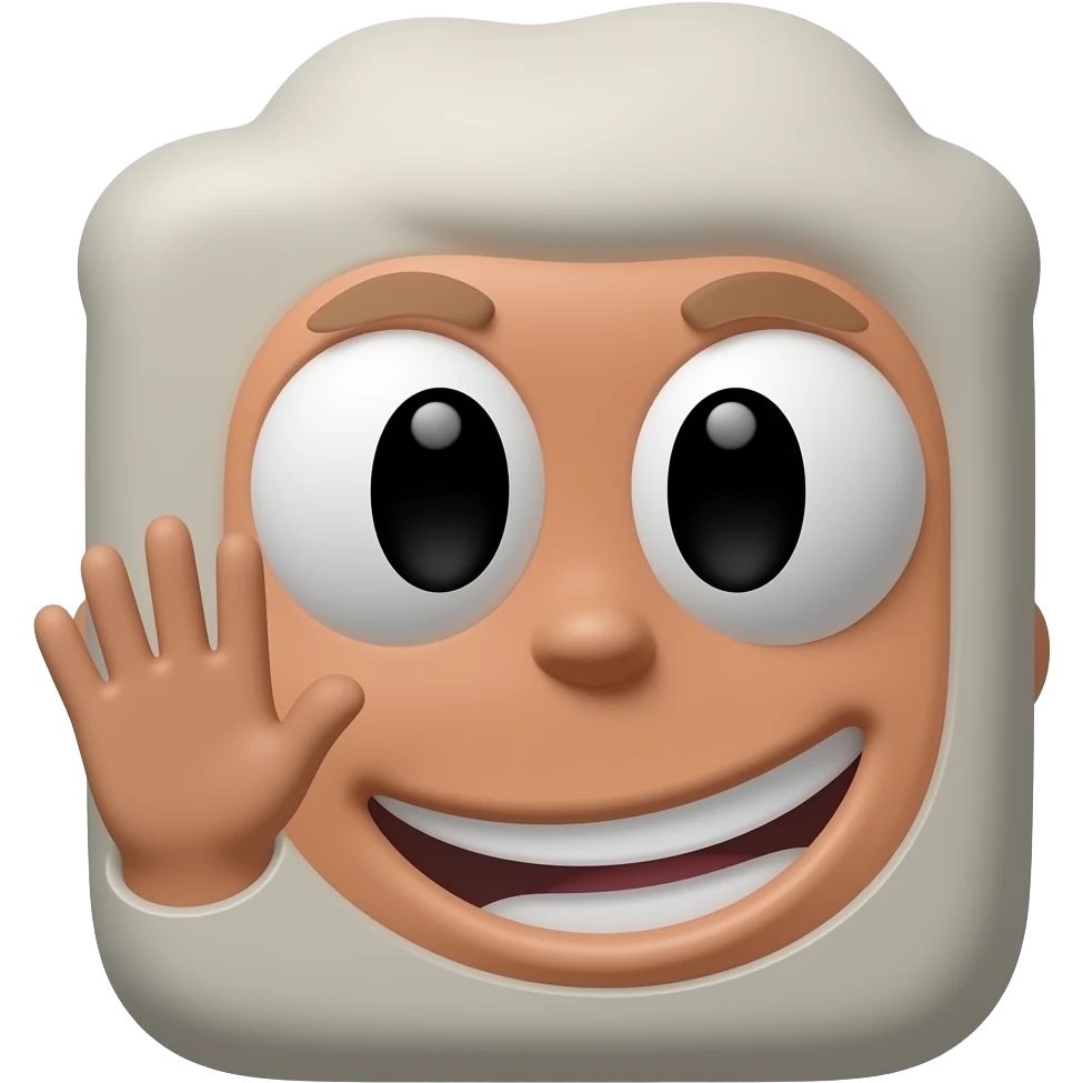 character from the game geometry dash square saying goodbye with a hand added* emoji