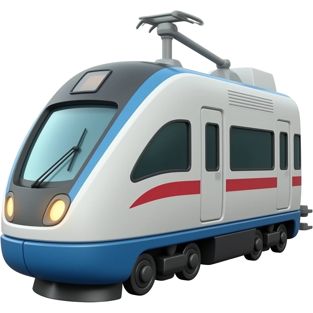 A 3d white & blue & red bullet train emoji