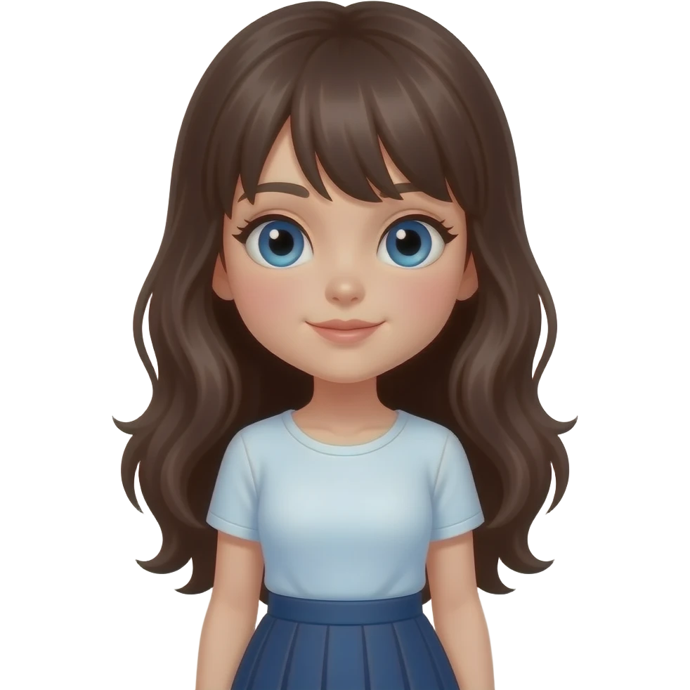 Quiero una chica de ojos azules, pelo moreno y que vista un top y una falda emoji