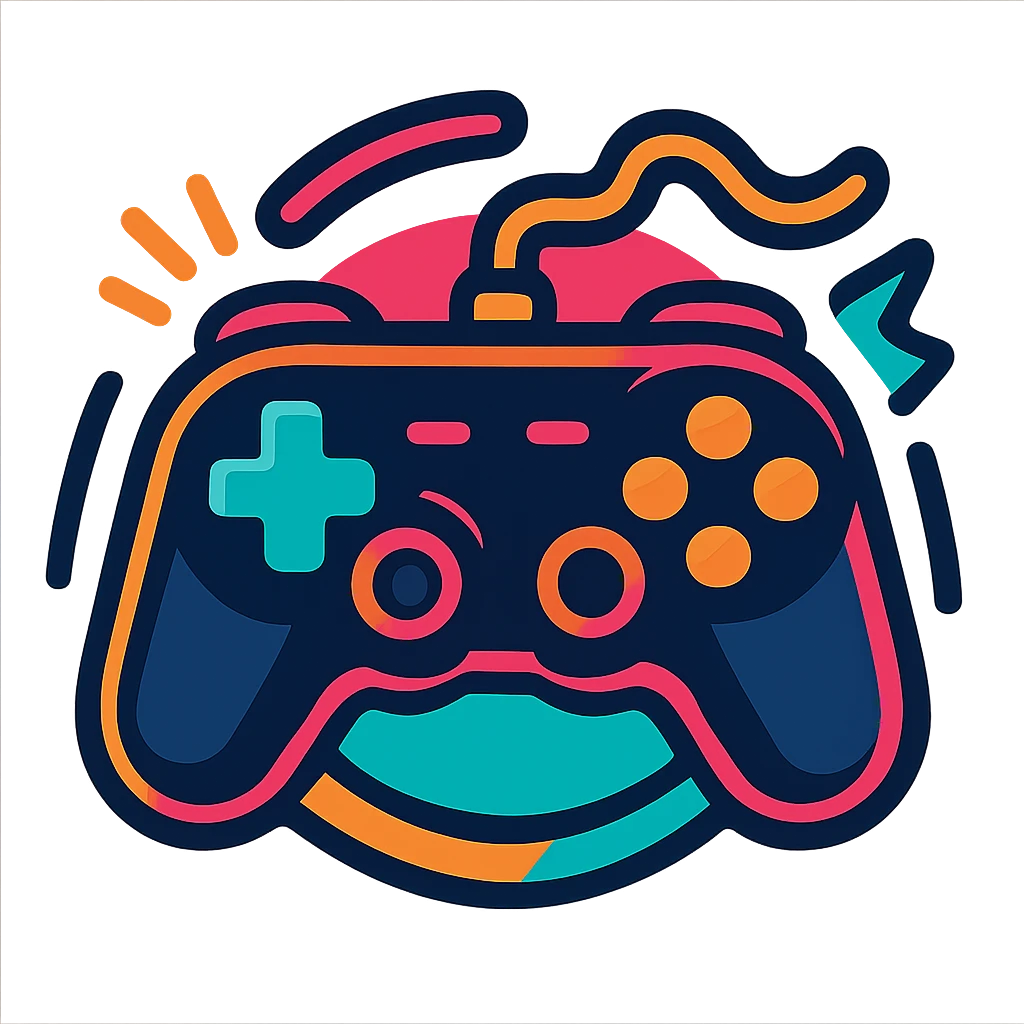 sleek game controller with neon highlights symbolizing gaming bold energetic style streaming community badge emoji