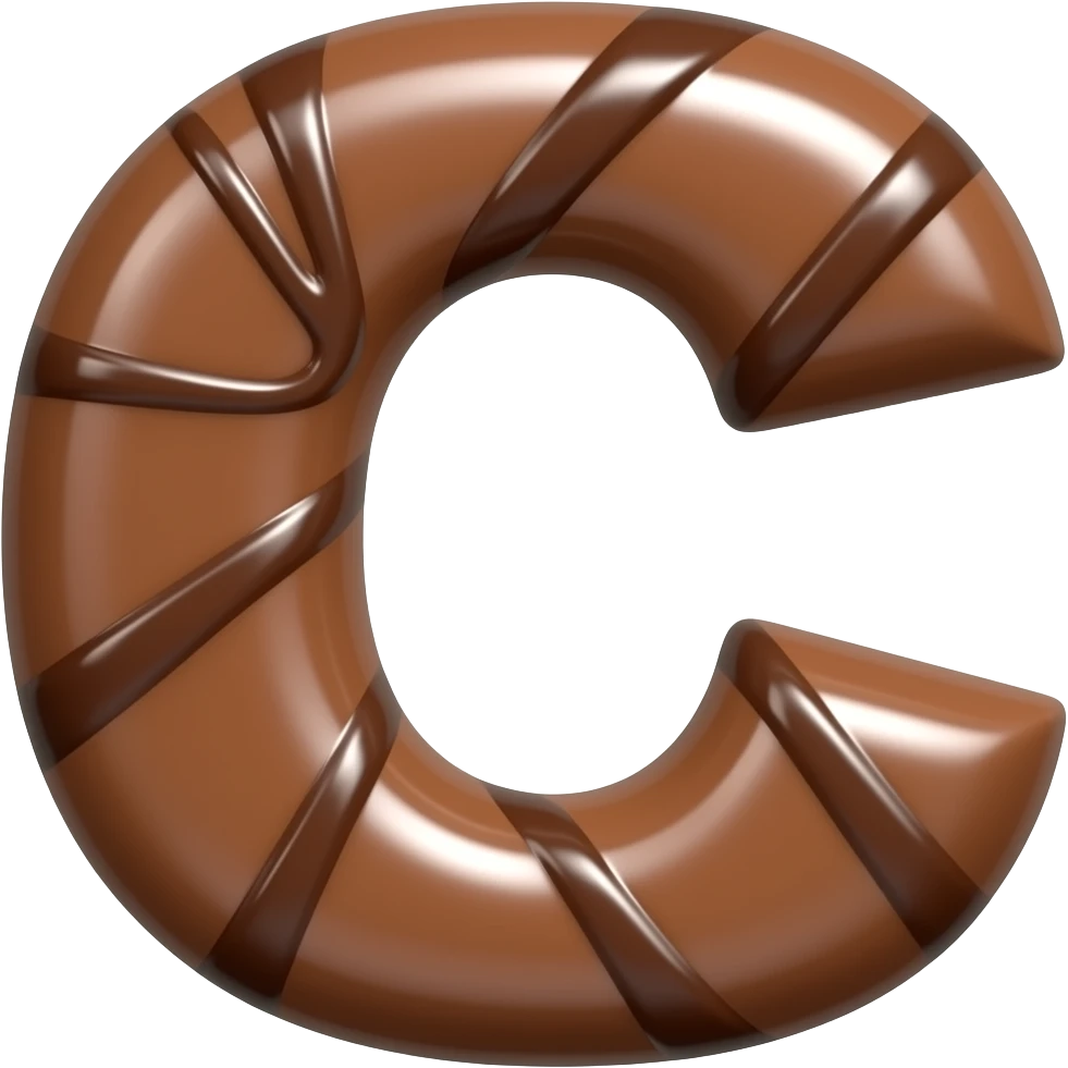 "letter C chocolate style, colorful, simple background" emoji