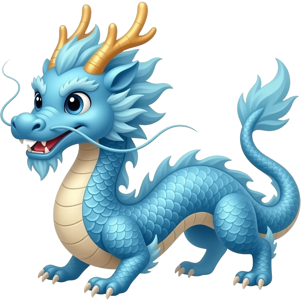 Baby blue Chinese dragon emoji