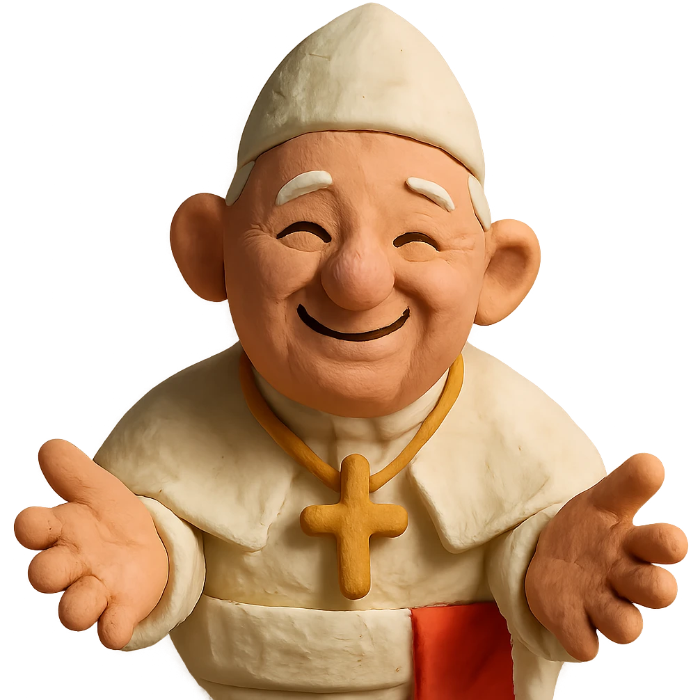 pope smiling, laying hands emoji