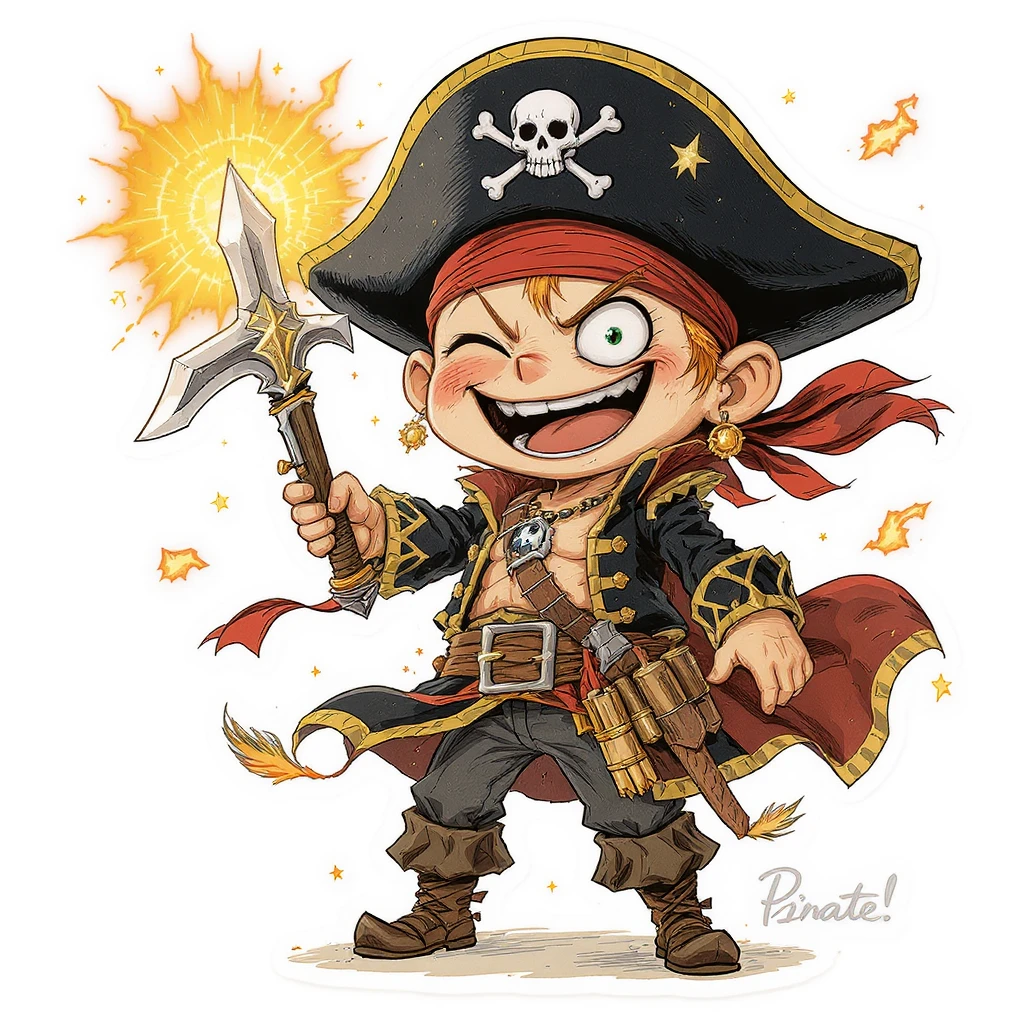 PIRATe style animé qui dit bienvenue les enfant  emoji