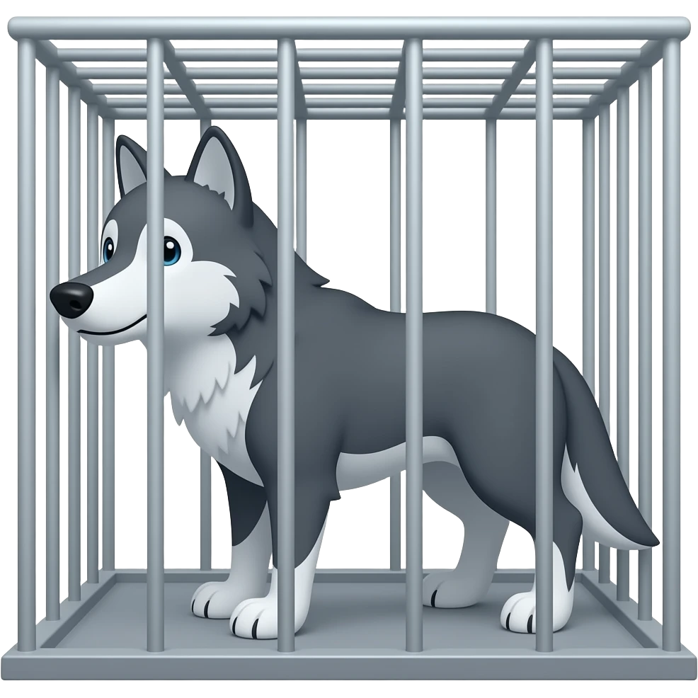 Cartoon wolf in a cage emoji