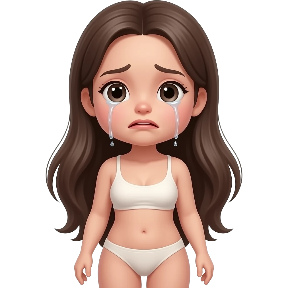 Cum dripping Full body, small little nude girl, flat chest, crying thin hips and ass, thin pussy, middle age long hair emoji