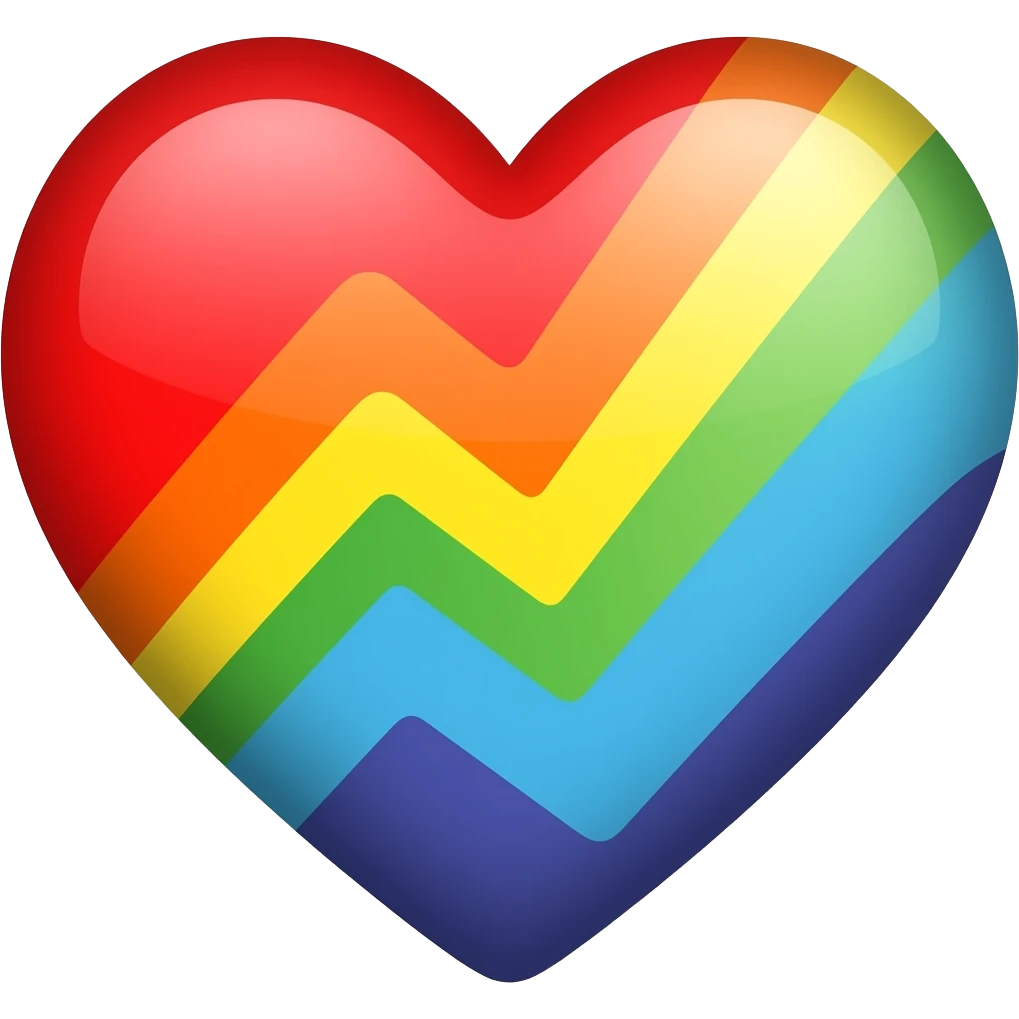 Progress heart red, orange, yellow, green, blue, violet, white, pink, light blue, brown, black emoji