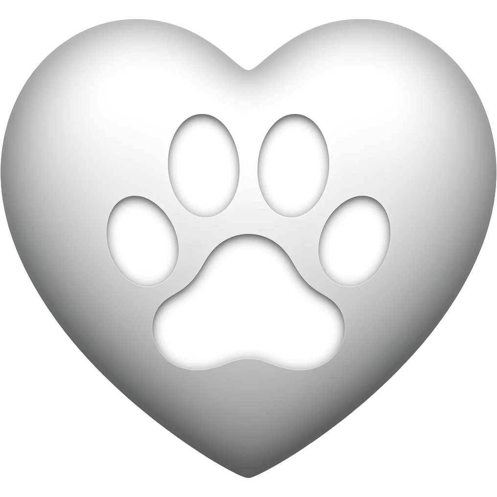 Cuore bianco con dentro le zampine emoji