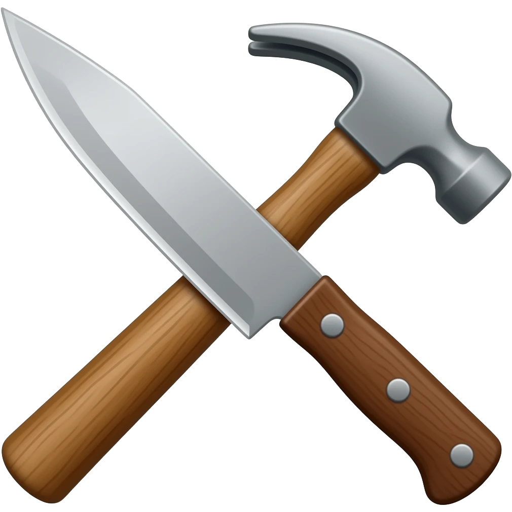 Knife crossing hammer knife handle top left corner hammer handle bottom left corner emoji